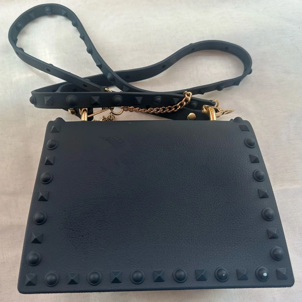Elegant Navy Blue Studded Handbag